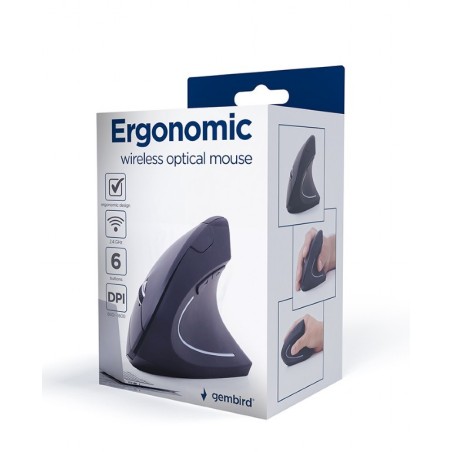 Ergonomic 6-button wireless optical mouse, black